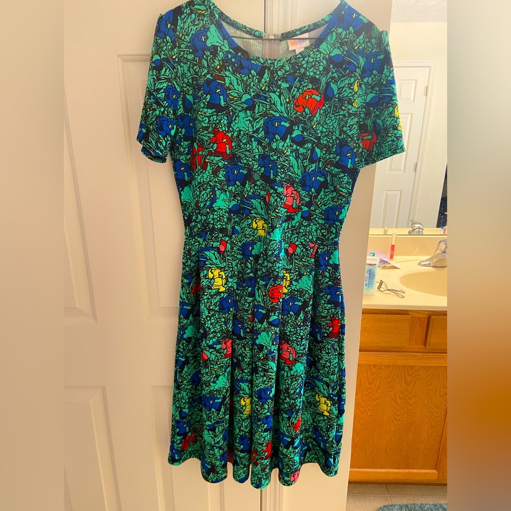 Large Green Floral Amelia Dress